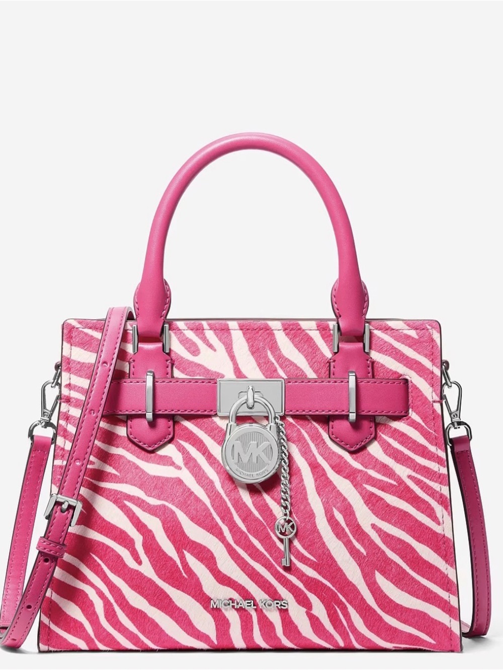 Michael Kors NWT Hamilton Small Zebra Print Calf Hair Satchel Purse